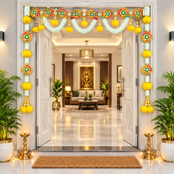 40x36 Inch Pearl & Mirror Work Door Toran