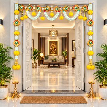 40x36 Inch Pearl & Mirror Work Door Toran
