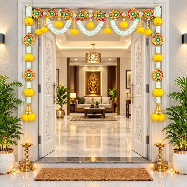40x36 Inch Pearl & Mirror Work Door Toran